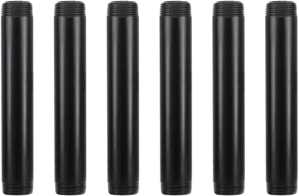 GeilSpace 6 Pack 3/4"  6" Pre-Cut Black Metal Pipe, Industrial Steel Fits Standard Three Quarters Inch Black Threaded Pipes and Fittings - Vintage DIY Industrial Shelving (3/4"  6")