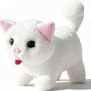 My Realistic Cat Toy - Interactive Robot Kitten with Meows, Walks & Tail Wagging - Premium Soft Plush Stuffed Animal for Cat Lovers - Bring Endless Joy and Warmth (White)