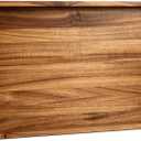 Large Ottoman Tray for Living Room and Coffee Table, Decorative Acacia Wood Serving Tray with Metal Handles for Breakfast in Bed, Dinner Food Kitchen TV (Natural, 20" x 14" x 2")