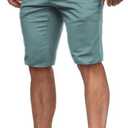 HUNGSON Mens Slim Fit Shorts Stretch Chino Short Pants(Blue Green,30) 
