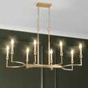 Gold Rectangular Chandelier Linear Kitchen Island Chandelier Light Fixture 8 Light Gold Chandeliers Lighting for Kitchen Dining Room Living Room,38in