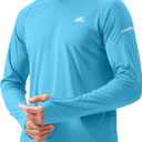 Men's Sun Protection Hoodie Shirt UPF 50+ Long Sleeve Fishing Rash Guard UV SPF Summer Lightweight Hiking Shirt for Men (Blue)
