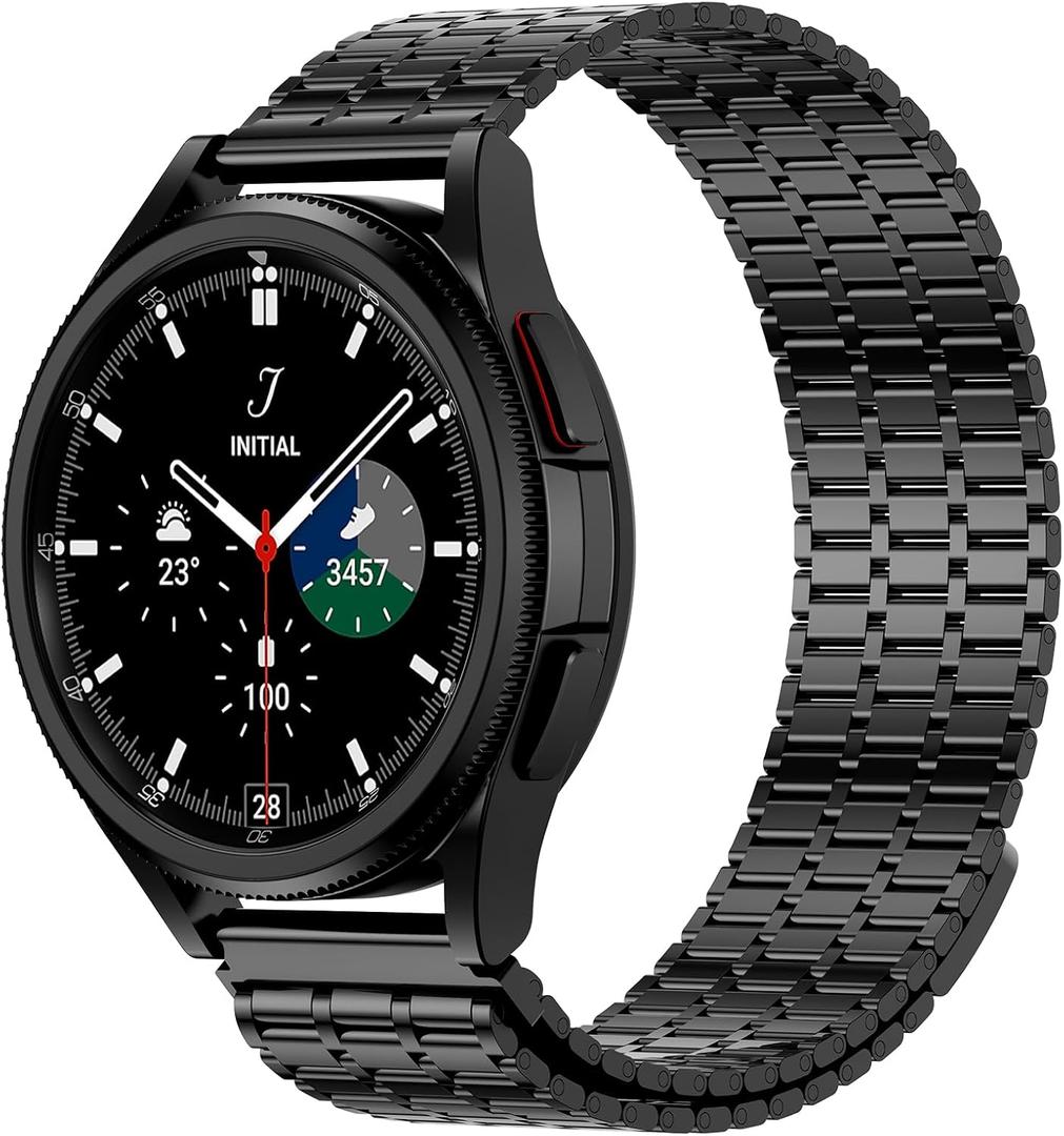 LETOID Magnetic Metal Band Design for Samsung Galaxy Watch Ultra/Ultra 2 47mm, Watch 7/6/5/4/FE 44/40mm, 6 Classic 47/43mm, 5 Pro 45mm, 4 Classic 46/42mm, Men Stainless Steel Replacement Strap (Black)