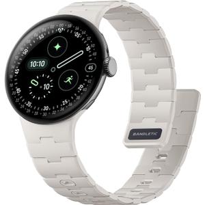 Bandletic Magnetic Silicone Bands Compatible with Google Pixel Watch 4/3/2/1 41mm for Women and Men, Rugged Soft Sport Strap Replacement Wristband (Starlight)