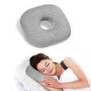 Ear Piercing Pillow for Side Sleepers - Ear Hole Pillow for Pierced Ears, CNH & Pain Relief, O-Shaped Orthopedic Pillow for Pressure Sores, Soft Cotton (Gray)
