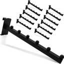 12-Pack Heavy Duty Gridwall Hooks, Black, 12 Inch with 6 Balls - Waterfall Display for Clothing Retail & Garage Organization, Panel & Slatwall Accessories