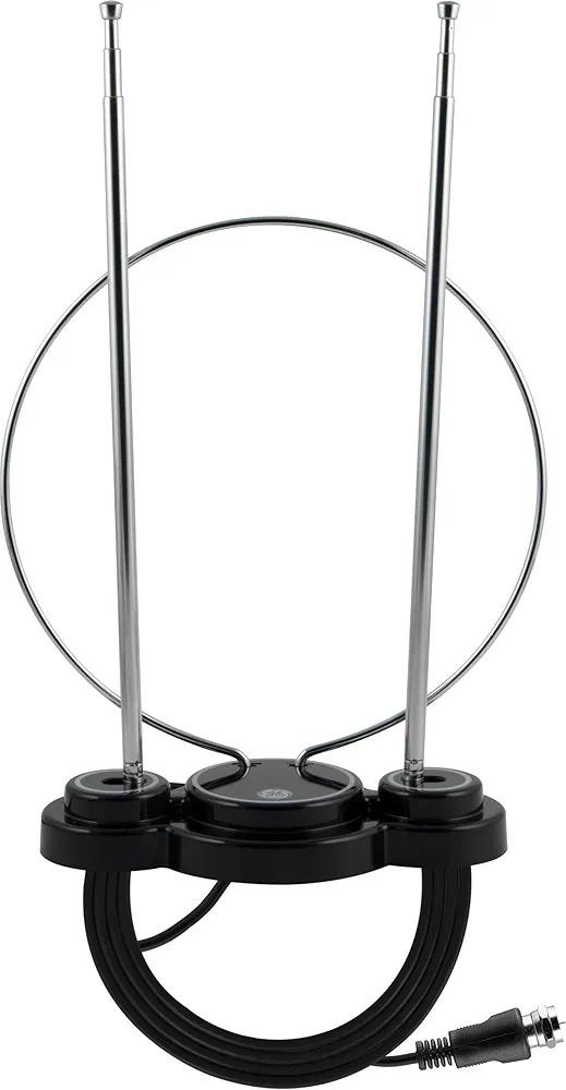 Antena HD de panel plano GE 33688 Pro - Antena interior HDTV VHF / UHF - Alcance de 30 millas Negro