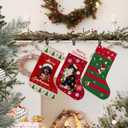 Black Cat Christmas Stocking 18 Inches, Cat Christmas Decor,Cat Stockings Christmas, Cat Lights Xmas Stockings, Hanging Christmas Stockings for Kids, Cat Fireplace Christmas Tree Decorations