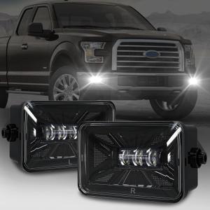 LED Fog Lights For 2015-2020 Ford F-150 Bumper Driving Fog Lamps Set Assembly Kit 1 Pair (Clear Lens) 2015 2016 2017 2018 2019 2020