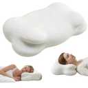 Cloud Pillow, Ergonomic Memory Foam Cervical Neck Support Pillow with Breathable Pillowcase, Adjustable Dual-Height Design for Side Back Stomach Sleepers (White)