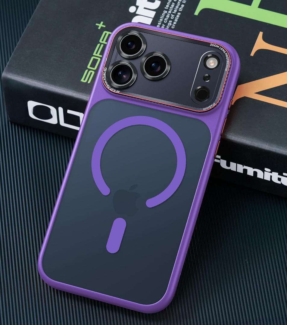 Magnetic for iPhone 17 Pro Max Case with Integrated Camera Protection, [Seamless Work with Magsafe] [Military Grade Shockproof] [Covered Camera Control Button] Case for iPhone 17 Pro Max 6.9'', Purple