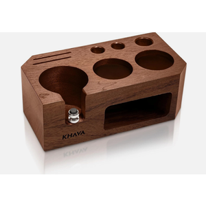 KHAVA Espresso Tamping Station | Wooden Coffee Tamper Station 51-54 mm | Espresso Organizer Portafilter Holder | Coffee Station Organizer for Countertop | Espresso Accessories for Coffee Bar, Natural