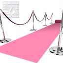 Pink Carpet Runner for Party, 2.6X15ft, 130GSM Felt Non-Woven with Double-Sided No Traces Adhesive Sticke, Aisle Runner for Wedding, Movie Theme Party Decos, Pink Runway Rug for Prom