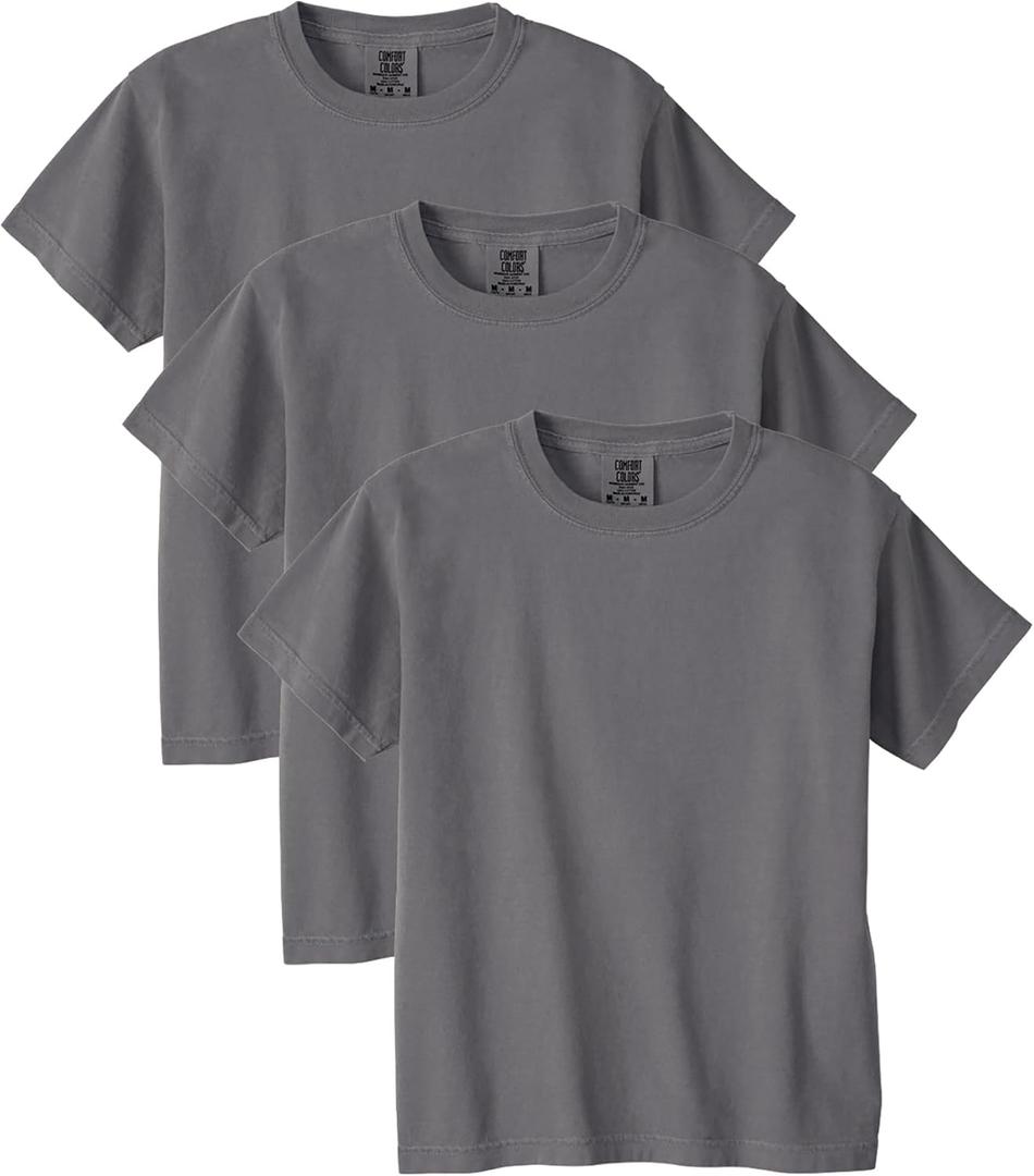 Comfort Colors Unisex-Child Ring Spun T-Shirt, 3-Pack, Style G9018 (Large, Pepper)