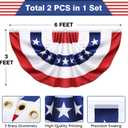 2 Pack 3x6 Ft American Pleated Fan Flag, USA Patriotic Flag Bunting Half Fan Banner for Outside Red White and Blue Decor Memorial Day Independence Day 4th of july Decorations