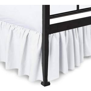 Ruffled Bed Skirt with Split Corners, White, King 18 Inch Drop Bedskirt, Hotel Quality Brushed Microfiber Wrinkle Free Dust Ruffle Bed Skirt, King Size