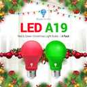 4 Pack LED Red and Green Light Bulbs - 120V E26 Base 9 Watt (60-watt Replacement) - Red and Green Bulbs for Party Decoration, Porch, Home Lighting, Christmas 4 Pack