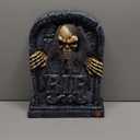 Motion Activated Halloween Animatronics Zombie Tombstone - LED Gravestone Decorations with Spooky Skeleton Skull Head, Light Up Eyes, Creepy Voice, Scary Motion Haunted Horror Prop for Indoor/Outdoor