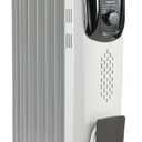 Portable Oil Radiator Heater, Indoor Use, 3 Heat Settings, Over-Heat Protection, ETL-certified Safety, 7 Oil-Filled Steel Fins, 1500W, Tip-Over Protection, 11"D x 14.8"W x 25.2"H, White