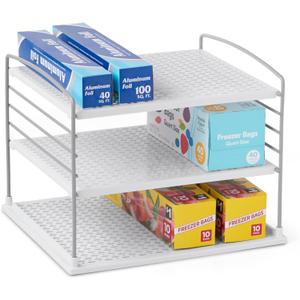YouCopia UpSpace Cabinet Box Organizer, Adjustable Kitchen and Pantry Shelf for Plastic Wrap and Foil Storage, Large
