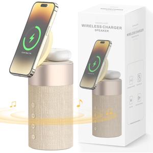 COLSUR Bluetooth Speaker, Magnetic Wireless Charger, Bluetooth Speakers with Night Light, 2 in 1 Wireless Charging Station for iPhone 17/16/15/14/13/12 Series, AirPods Pro 2/4/3/2Gift Ideal(Yellow)