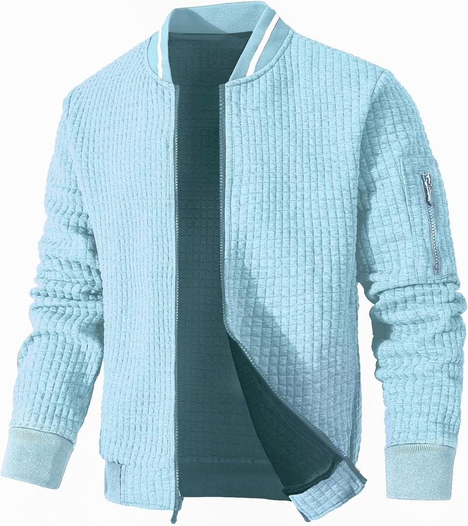 SAVKOOV Mens Lightweight Jacket Casual Bomber Jacket Varsity Coat (4X-Large)