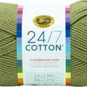 Lion Brand Yarn Lightweight 24/7 Cotton Yarn for Knitting, Crocheting, and Crafts, Bay Leaf, 1 Pack