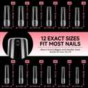 UNA GELLA Nail Tips Square XXL Long: Full Cover Pre-file Square Straight Gel Nail Tips No C Curve for DIY Press On Nails 216PCS, 12 Sizes Gel Nail Extensions Art Salon