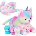 PixieCrush Unicorn Cat Plushie  Mommy Cat Unicorn with 4 Baby Kittens  Magical Pillow Plushies for Girls Ages 38  Big Stuffed Animals  Ideal Gift for Girls 5 x 10 x 8 inches