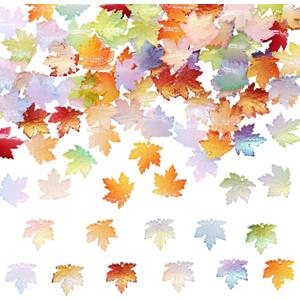 Decoendiy 100Pcs Maple Leaf Glass Beads,Mixed Color Handmade Autumn Tree Fall Leaves Plant Pendants, Crystal Leaf Charms for Jewelry Making, DIY Bracelet Necklace Earring Craft Supplies