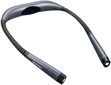 Pack of 2 GearLight Hands-Free Rechargeable Book Light for Reading in Bed - Adjustable LED Lamp with 3 Light Modes - Compact, Flexible Neck Light for Reading, Studying, Travel - Gray - (Pack of 1)