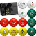 12 Pcs Christmas Golf Balls Funny Golf Ball Gift Set with Box Snowman Santa Xmas Novelty Gift for Men Women