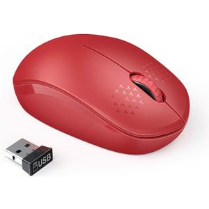 seenda Wireless Mouse, 2.4G Noiseless Mouse with USB Receiver Portable Computer Mice for Windows PC, Notebook, Laptop - Red