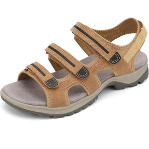 UBFEN Womens Hiking Walking Sandals - Arch Support Open Toe Adjustable Strap Sandals Comfortable Sport Outdoor Shoes (7, Brown)