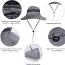 hoyuwak Sun Hat with Wide Brim - Breathable Mesh fischer's hat for Outdoor Activities, Adjustable Chin Strap, Foldable Fishing & Straw Hats for Women & Men, UV Protection, 22-25.6 inch White