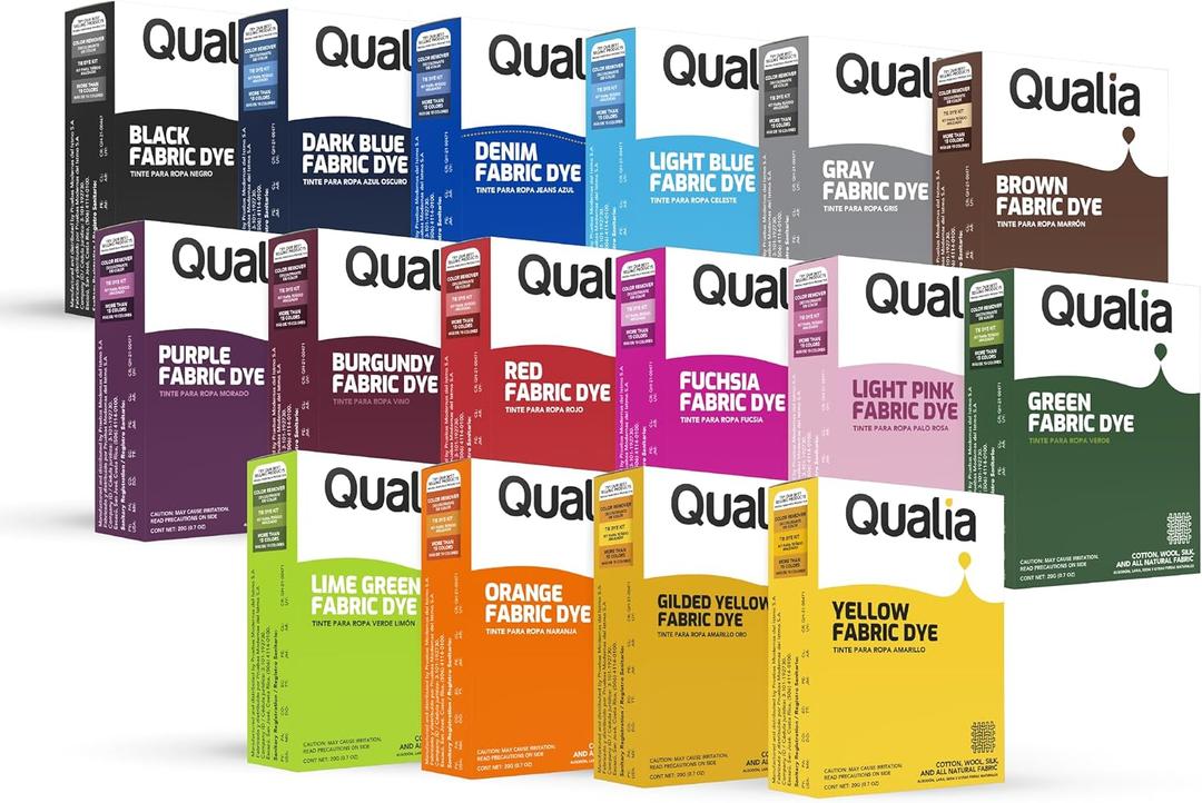 Qualia All Purpose Powder Fabric Dye, Easy to Use Dye for Natural Fabrics: Cotton, Wool, Silk, Wood, & Linen, Ultra Concentrated Colors, Color Mix, 16 Pack