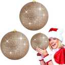 2Pack 8" Large Christmas Balls Christmas Tree Decoration Ornaments Glitter Christmas Hanging Balls for Christmas Tree Party Wedding Indoor Outdoor Holiday Decoration(Champagne Gold, 8inch-2pcs)