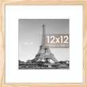upsimples 12x12 Picture Frame, Display Pictures 8x8 with Mat or 12 x 12 Without, Wall Hanging Square Frames, Natural, 1 Pack