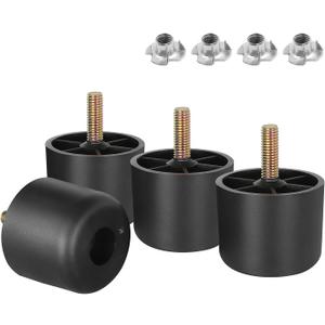 1-1/2 inch Plastic Furniture Legs, Round Tapered Table Legs Black Sofa Legs Replacement Legs with M8 Hanger Bolts for Couch Table Sofa, Pack of 4