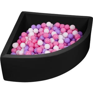 Ball Pit Black,Sector Foam Ball Pits for Toddlers,Ball Pit Pool Playpen Foldable & Portable Soft Ball Pool 35.4x 11.8