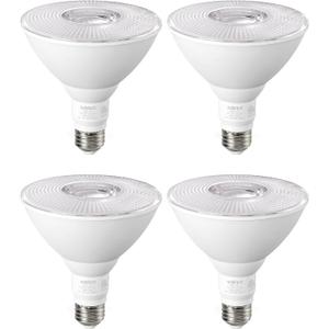 EDISHINE Flood Light Bulbs, PAR38 LED Outdoor Flood Light Bulbs, 120W Equivalent Dimmable Waterproof for Patio Yard Porch Driveway Garage, 3000K Warm Light 18W 1800LM E26 Base, 4 Pack, ETL Listed