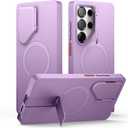 SURITCH for Samsung Galaxy S25 Ultra Phone Case, Magnetic Shockproof Bumper Case Slim Protective Cover with Camera Cover & Adjustable Metal Kickstand for Galaxy S25 Ultra (2025)-Taro Purple