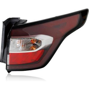 Tail Lights Assembly Compatible with 2017-2019 Ford Escape | S,SE,SEL,Titanium Halogen Outer Taillight Rear Brake Lamp with Bulbs and Harnesses Right Passenger Side FO2805116C