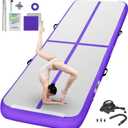 FBSPORT Inflatable Air Gymnastics Mat Training Mats 4/8 inches Thickness Gymnastics Tracks for Home Use/Training/Cheerleading/Yoga/Water with Pump (13ftL*3.3ftW*8inH, Purple)