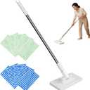 Snap Grip Mini Mop, Zero Touch Cloth Changing Flat Mop with Automatic Hands-Free Clip, Retractable 40 Inch Locking Handle for Gaps & Multi-Surface Cleaning, Wet & Dry, Includes 10 Reusable Cloths