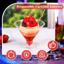 Irenare 250 Pcs 5 oz Plastic Martini Glasses and Cocktail Picks Set Disposable Clear Cocktail Dessert Glasses Unbreakable Mini Cups for Wedding Party Appetizers Food