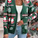 LUKYCILD Ugly Christmas Cardigan Sweaters for Women Button Down Sweaters with Pockets Open Front Knit Cardigan Funny Sweater (Green, XXL)