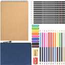 HomeMall Drawing Sketching Pencils Set, 37 Packs Art Kit with Sketchbook Draw Pencils Dual Ended Color Pencil Eraser Sharpener Pencil Bag for Kids Adults and Art Beginners (Small)