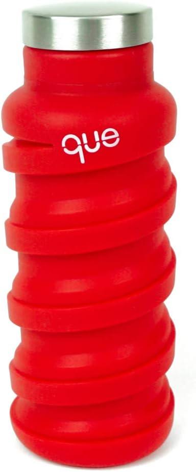 que Bottle | Designed for Travel and Outdoor. Collapsible Water Bottle - Food-Grade Silicone/BPA Free/Lightweight/Eco-Friendly - 12oz (Bonfire Red)