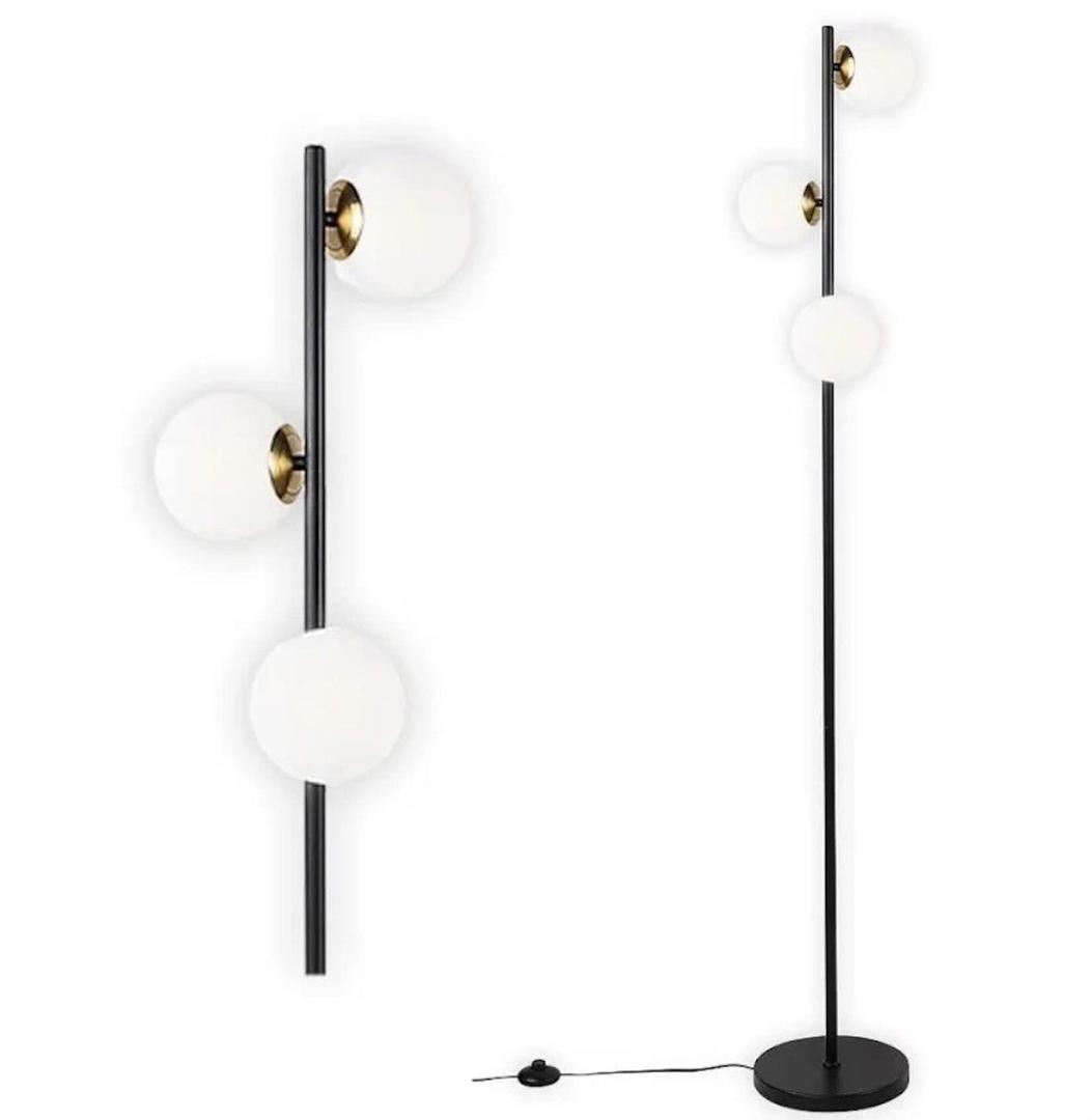 YHTlaeh Floor Lamp Modern 3 Globe for Living Room Bright Lighting LED Standing Light for Bedrooms Offices (Black)